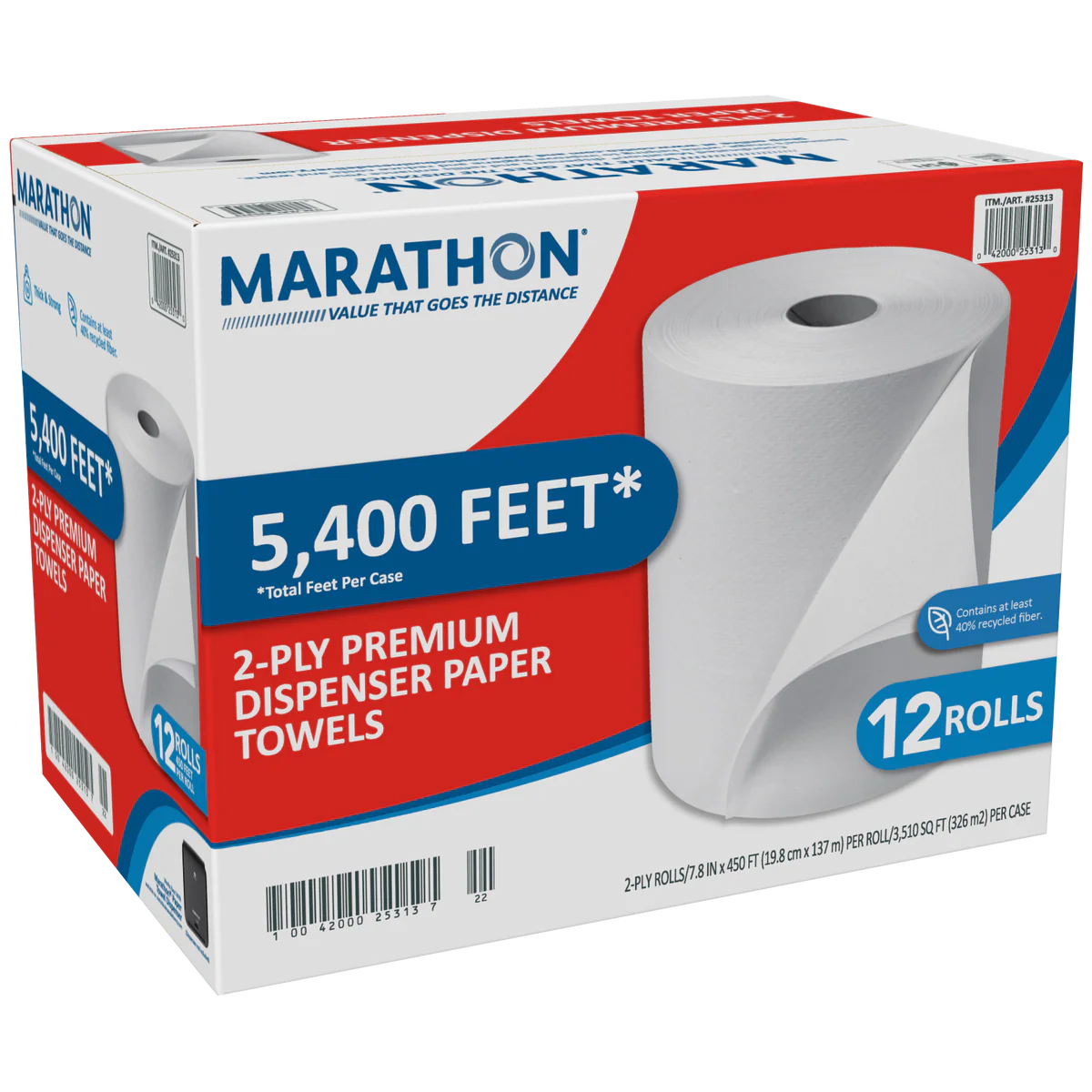 Marathon 2-Ply Household Dispenser Paper Towel Rolls: 12-Count (450 ft.)