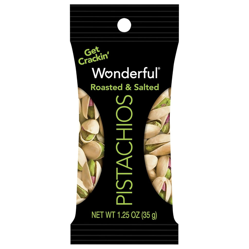 Wonderful Pistachios, Roasted And Salted, 1.25 Oz Tube, 12/box