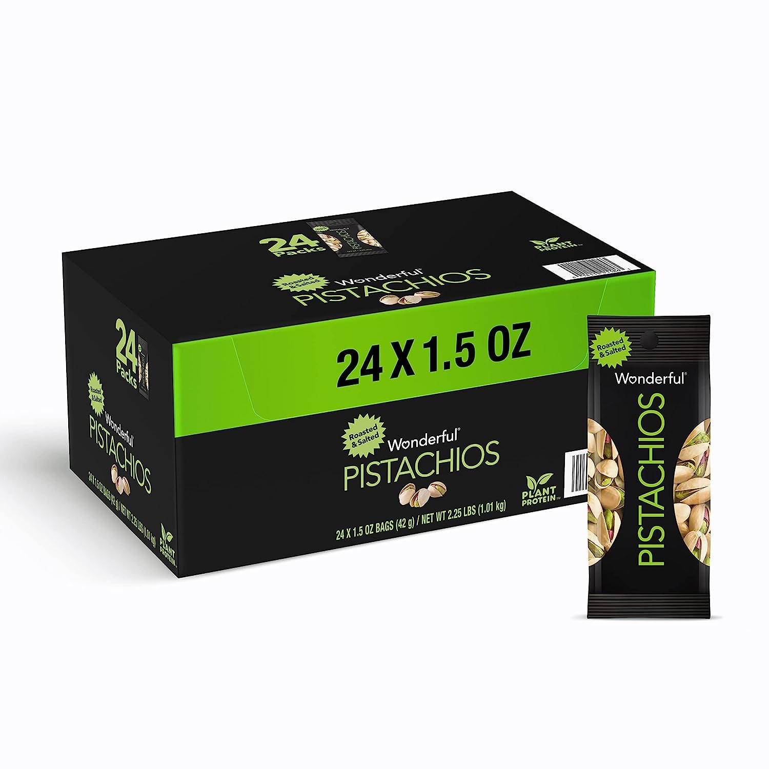 Wonderful Pistachios, Roasted & Salted, In-Shell, 1.5 oz (Pack of 24)