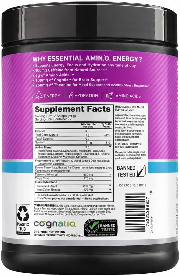 Optimum Nutrition Essential Amino Energy + Electrolytes, Grape, 1.42 lbs