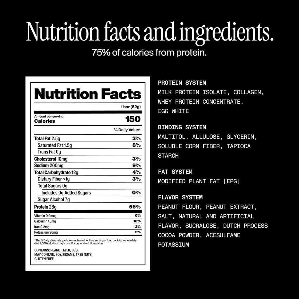 David High Protein Bars - 0g of Sugar, Gluten Free - 28g of Protein, 150 Calories - Salted Peanut Butter, Pack of 12
