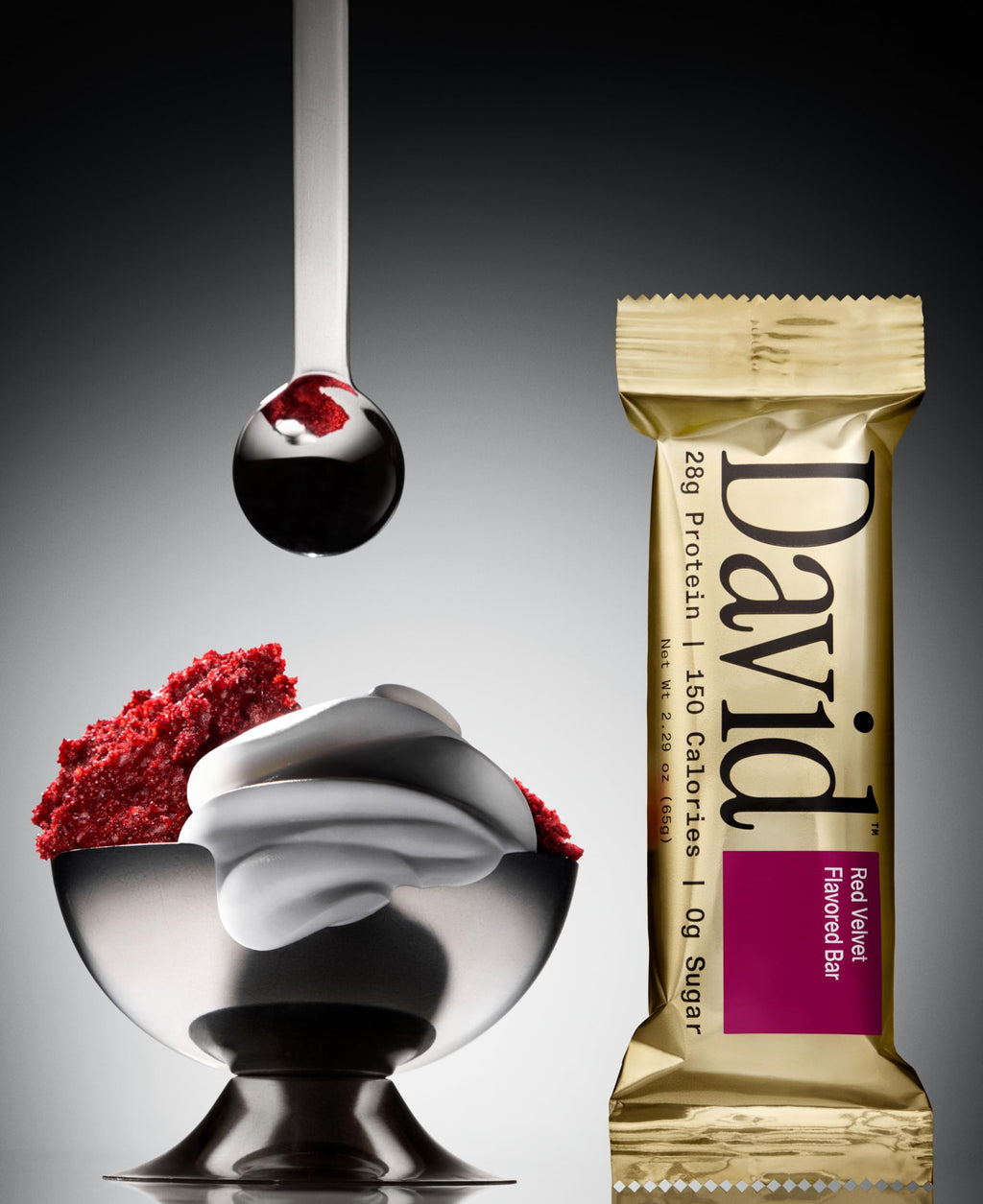 David High Protein Bars - 0g of Sugar, Gluten Free - 28g of Protein, 150 Calories - Red Velvet, Pack of 12
