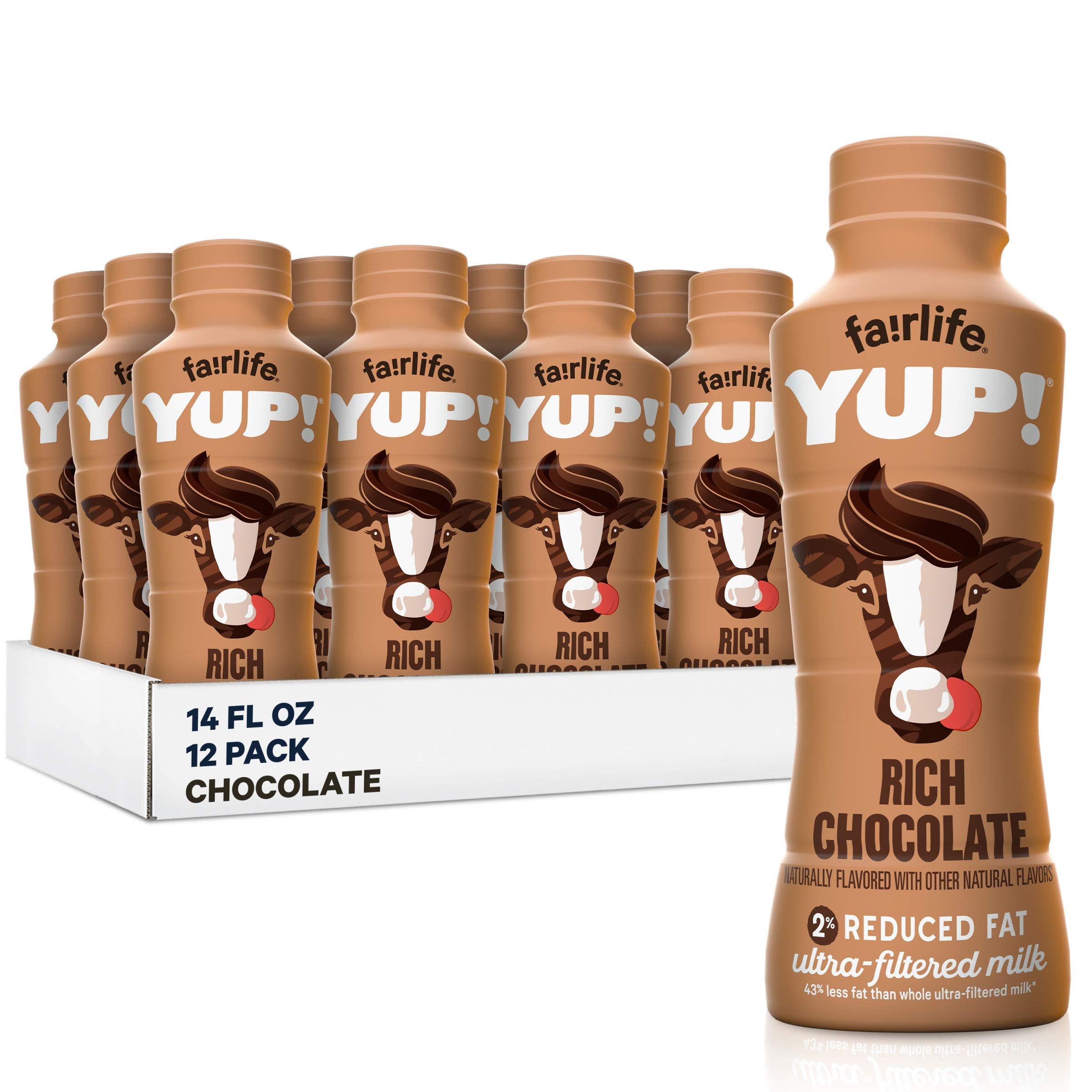 Fairlife YUP! Low Fat, Ultra-Filtered Milk, Rich Chocolate Flavor, 14 Fl Oz (Pack of 12)