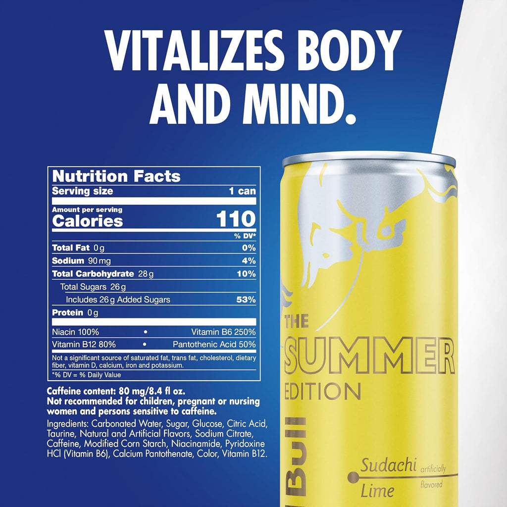 Red Bull Summer Edition Sudachi Lime Energy Drink, 8.4 Fl Oz, (24 Pack)