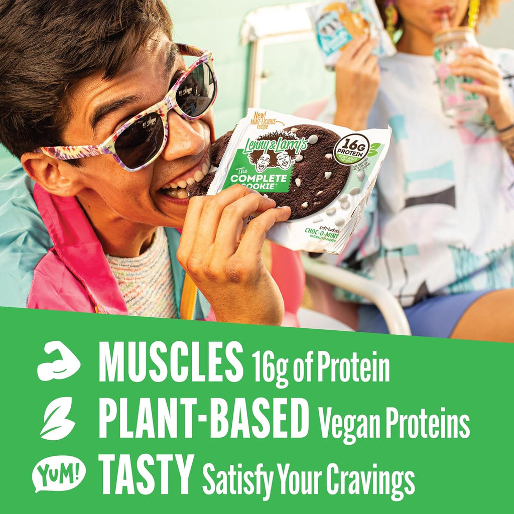 Lenny & Larry's, Choc-O-Mint, Chewy Soft Baked, 16g Plant Protein, Vegan, Non-GMO, High Fiber, 4 Ounce Cookie (Pack of 12)