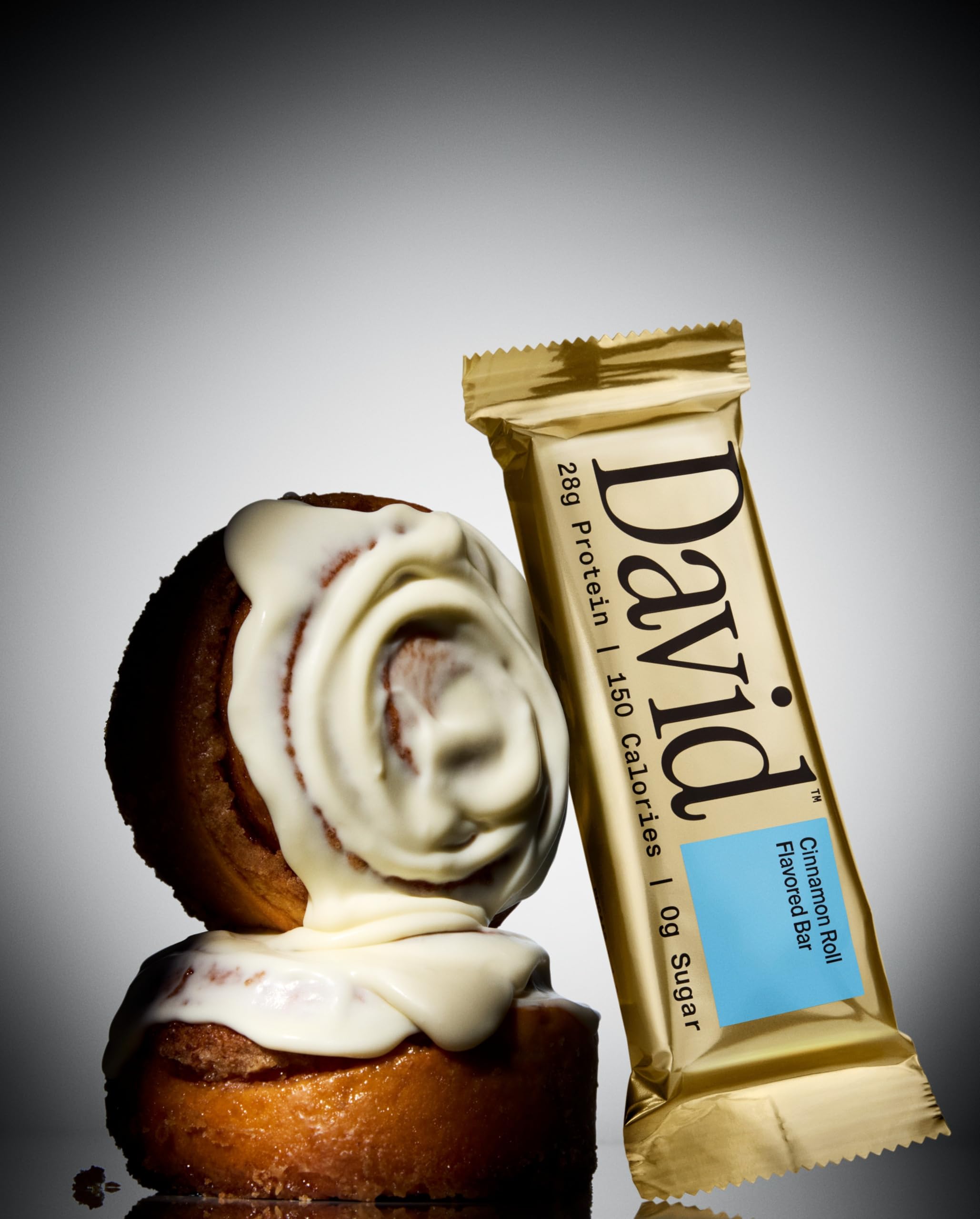 David High Protein Bars - 0g of Sugar, Gluten Free - 28g of Protein, 150 Calories - Cinnamon Roll, Pack of 12