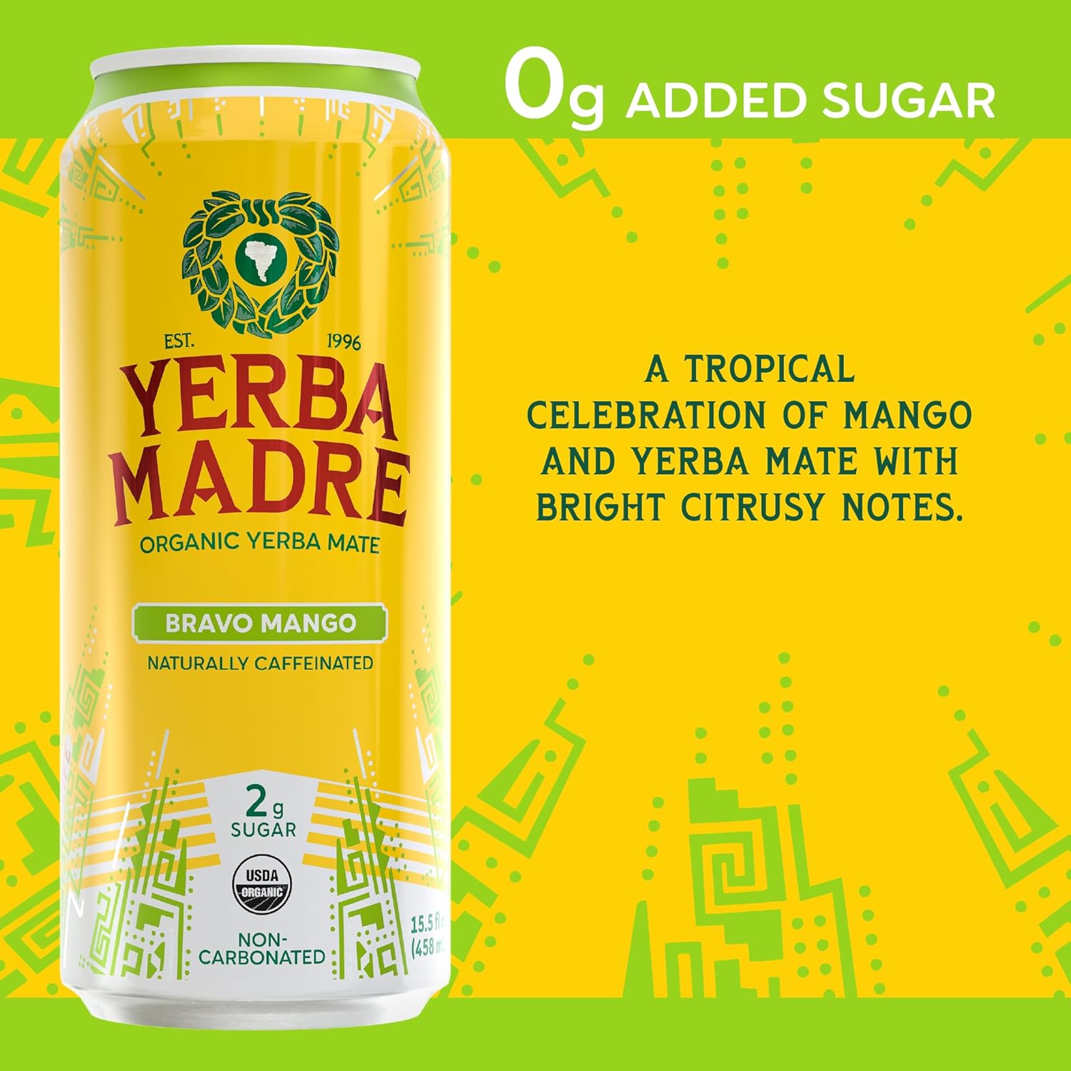 Yerba Madre Organic Yerba Mate, Energy Drink Alternative, Lower-Sugar Variety Pack, 150mg Plant Based Caffeine, Smooth Energy & Focus, No Jitters or Crash, 15.5oz Cans (Pack of 12)