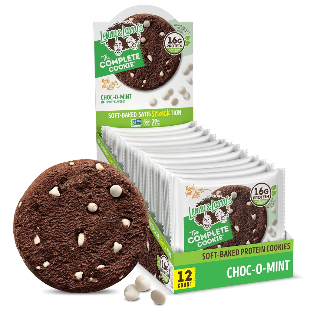 Lenny & Larry's, Choc-O-Mint, Chewy Soft Baked, 16g Plant Protein, Vegan, Non-GMO, High Fiber, 4 Ounce Cookie (Pack of 12)